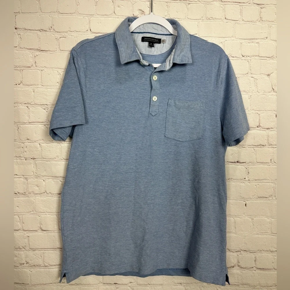 Banana Republic Men's Performance Pique Polo‎ Standard Short Sleeve Shirt Sz M